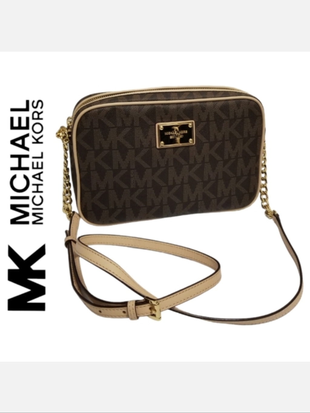 Michael Michael Kors Brown Jet Set Printed Logo Crossbody Bag